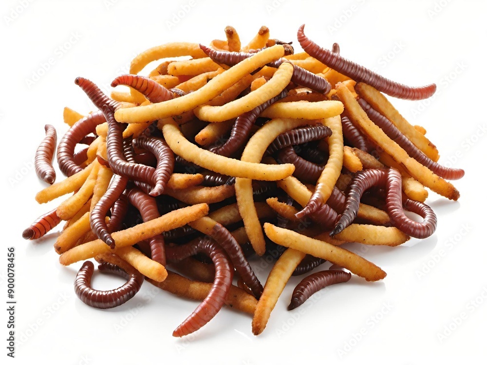 Canvas Prints dried orange worms in a white background