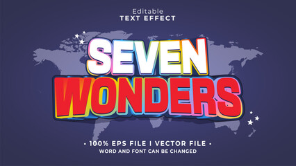 Obraz premium editable seven wonders text effect.typhography logo
