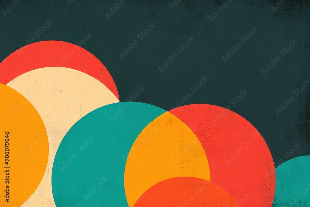 Poster a vibrant abstract design featuring overlapping circles in striking colors against a dark background
