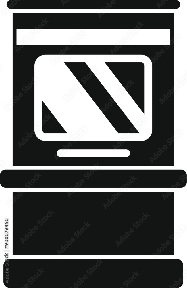Poster simple icon representing an atm machine allowing users to perform banking operations