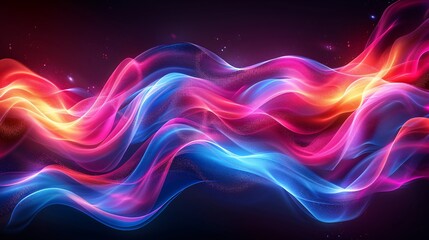 Abstract Neon Wave Pattern with Glowing Effect