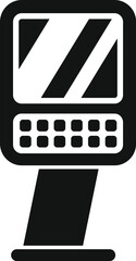 Black glyph icon for a parking meter displaying payment information