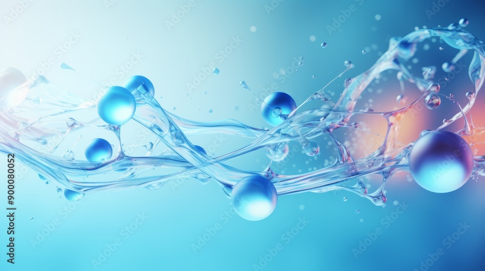 Canvas Prints Cosmetic essence with liquid bubble containing molecule on dna water splash background, 3d rendering | innovative skincare product concept highlighting molecular beauty science with vibrant liquid and