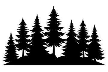 
pine tree forest silhouette, Fir trees silhouette, black evergreen woods vector illustration, pine wood

