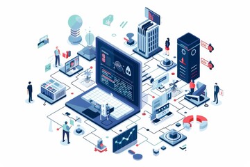 Fototapeta premium Conceptual Technology Flat Illustration created with Generative AI