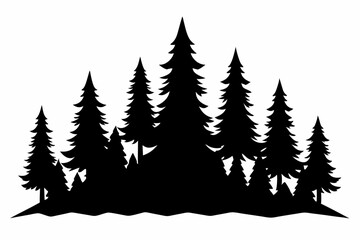 
pine tree forest silhouette, Fir trees silhouette, black evergreen woods vector illustration, pine wood

