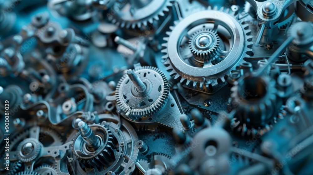 Aufkleber detailed view of complex metallic gears and mechanical components. represents engineering, industria