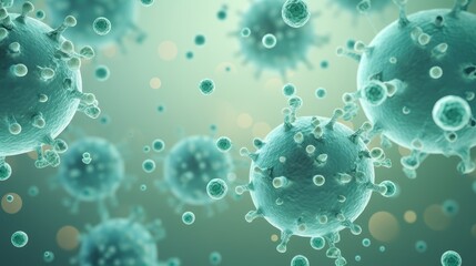 High-tech background featuring germs, viruses, and bacteria molecule bubble structure for cosmetic mockup in science lab setting


