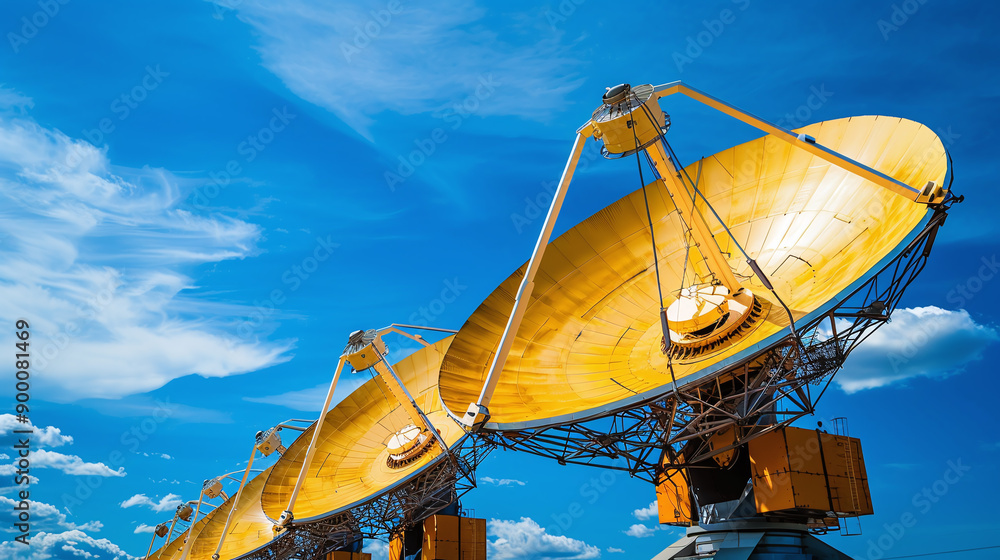 Wall mural parabolic antenna against blue sky