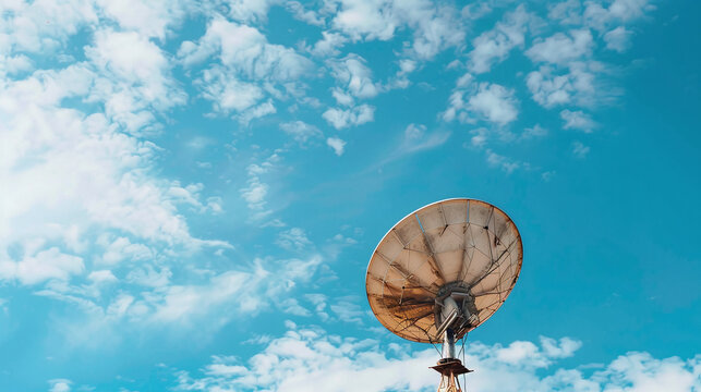 parabolic antenna against blue sky