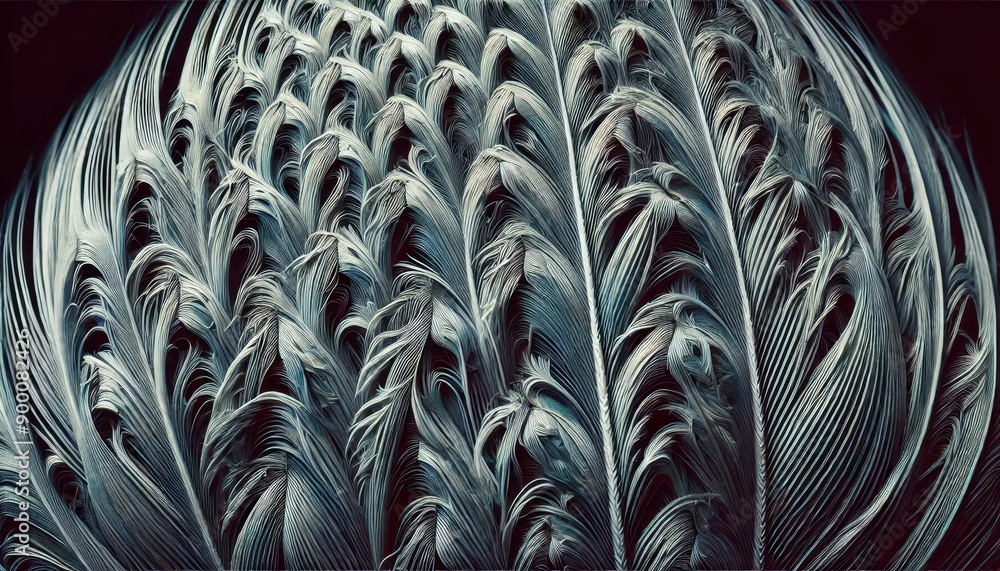 Poster Abstract Pattern of Interlocking Feathers - Macro Photography.