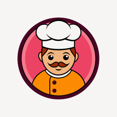 Cartoon Chef Man Icon Logo Design Vector Art Illustration