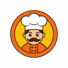 Cartoon Chef Man Icon Logo Design Vector Art Illustration