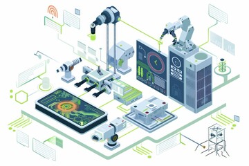 Conceptual Technology Flat Illustration created with Generative AI