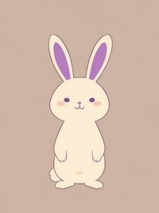 Fototapeta premium Anime illustration of cute bunny, rabbit on beige brown background