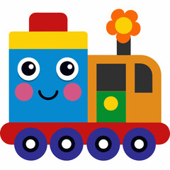 Fototapeta premium Cartoon Train Vector Art Illustration