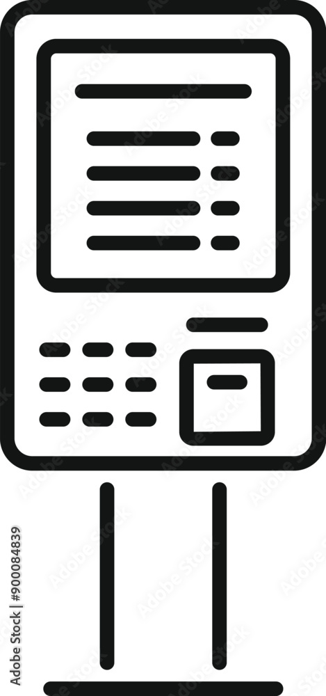 Aufkleber line icon of an interactive information kiosk displaying important data and allowing user interactio