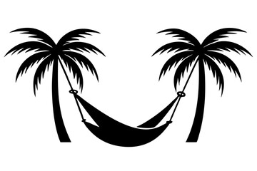 Silhouette of hammock palm tree silhouette vector illustration
