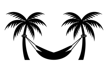 Silhouette of hammock palm tree silhouette vector illustration
