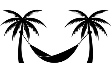 Silhouette of hammock palm tree silhouette vector illustration
