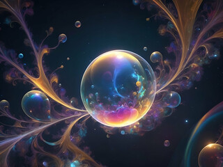 abstract glowing fantasy Soap bubble Alien planet from space Fractal abstract texture
