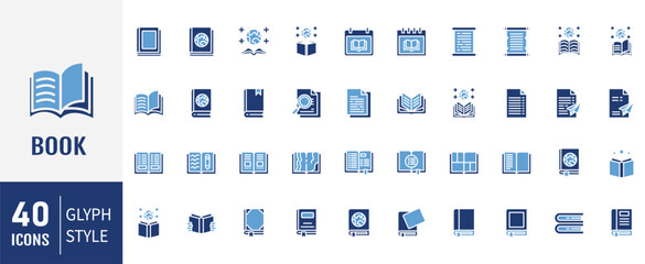 Book icon set. open book icon vector. ebook icon. Solid icons vector collection.