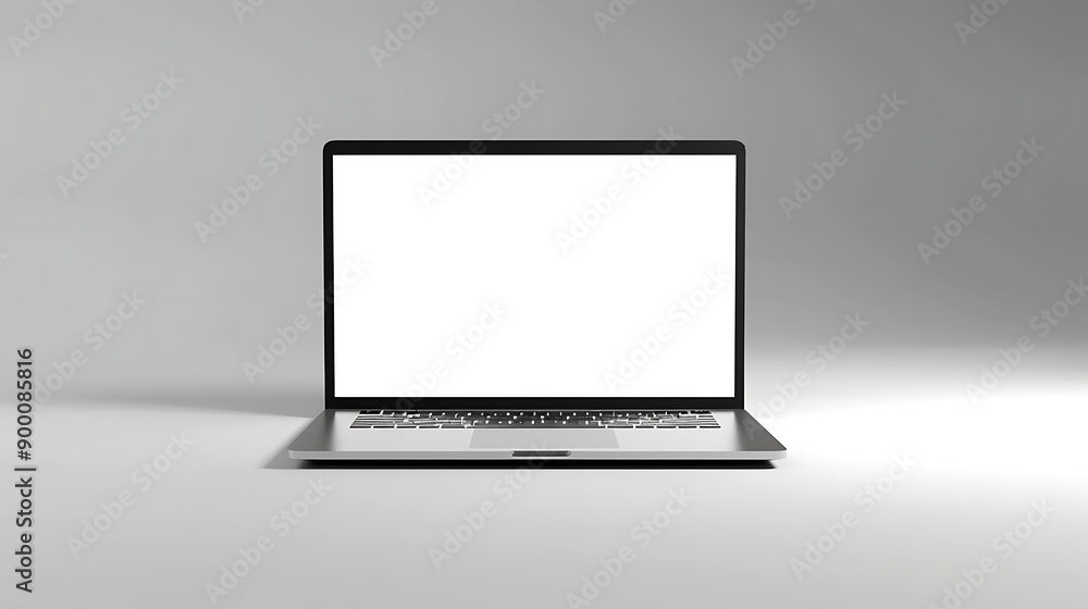 Aufkleber computer mockup white background on table. laptop with blank screen.
