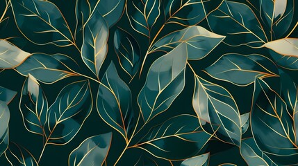 Fototapeta premium Abstract background leaves seamless pattern
