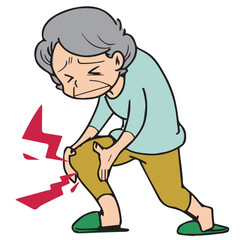 シニア_膝が痛い高齢女性のイラスト