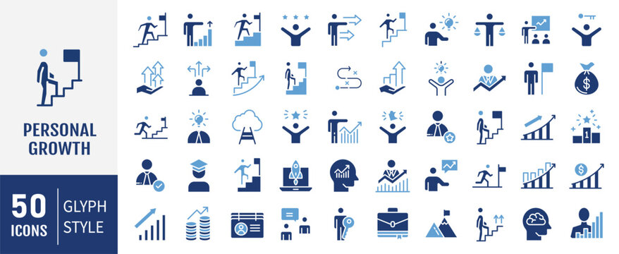 Personal Growth Icon Set. Editable stroke. Vector illustration