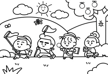 Children catching insect.