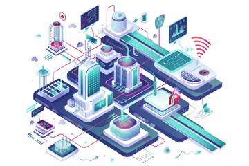 Conceptual Technology Flat Illustration created with Generative AI