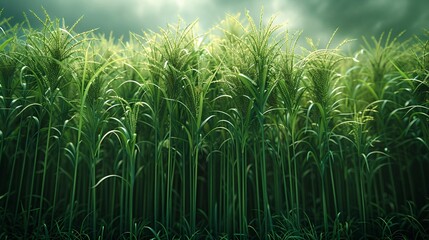 Fototapeta premium Thriving Healthy Sugarcane Plants in Organic Farming Success Scene