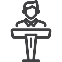 Simple vector master of ceremonies outline icon on white background
