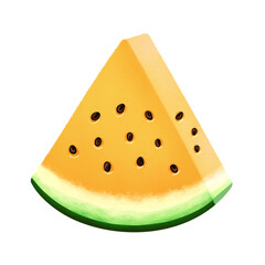 illustration of slice fresh bright yellow watermelon with seeds