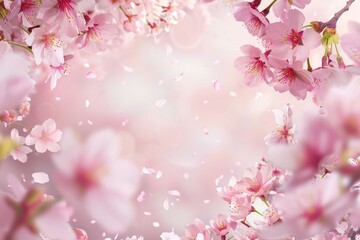 Fototapeta premium Cherry Blossom Frame with soft blank center