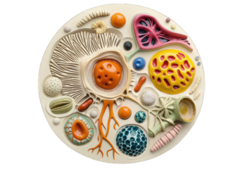 Detailed 3D Model of a Cell with Organelles Isolated