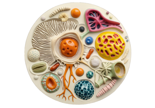 Detailed 3D Model of a Cell with Organelles Isolated