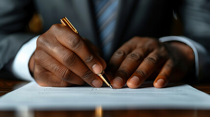 home insurance salesman and a customer are seated, signing paperwork. The scene symbolizes trust, commitment, and the importance of securing one's home and future through insurance