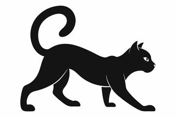 
Cat silhouette, black silhouette cat stretching full body, cat silhouette icon

