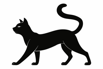 
Cat silhouette, black silhouette cat stretching full body, cat silhouette icon
