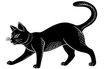 
Cat silhouette, black silhouette cat stretching full body, cat silhouette icon
