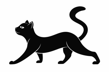 
Cat silhouette, black silhouette cat stretching full body, cat silhouette icon
