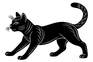 
Cat silhouette, black silhouette cat stretching full body, cat silhouette icon
