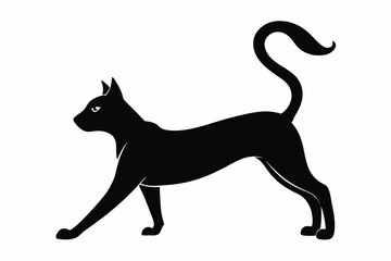 
Cat silhouette, black silhouette cat stretching full body, cat silhouette icon
