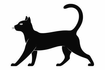 
Cat silhouette, black silhouette cat stretching full body, cat silhouette icon
