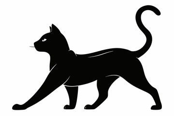 
Cat silhouette, black silhouette cat stretching full body, cat silhouette icon
