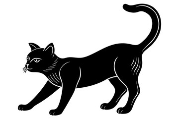 
Cat silhouette, black silhouette cat stretching full body, cat silhouette icon
