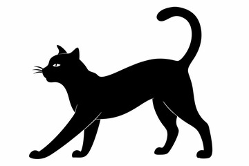 
Cat silhouette, black silhouette cat stretching full body, cat silhouette icon
