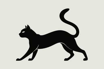 
Cat silhouette, black silhouette cat stretching full body, cat silhouette icon
